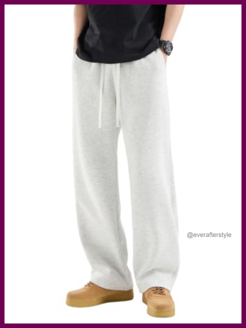 Men's Knit Sweatpants Loose Straight Leg Athletic Joggers Drawstring Yoga Pants